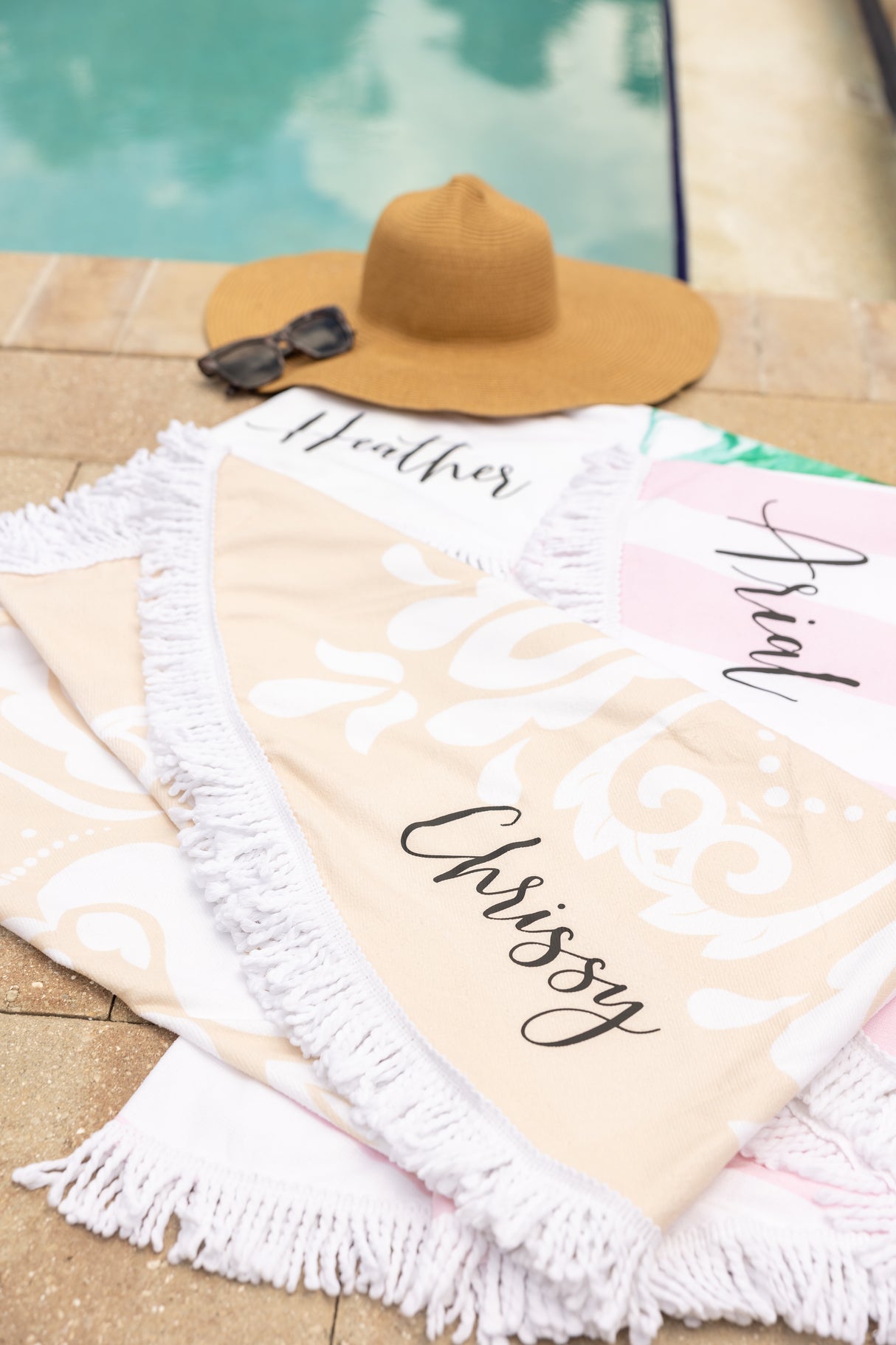 Beige Round Beach Towel