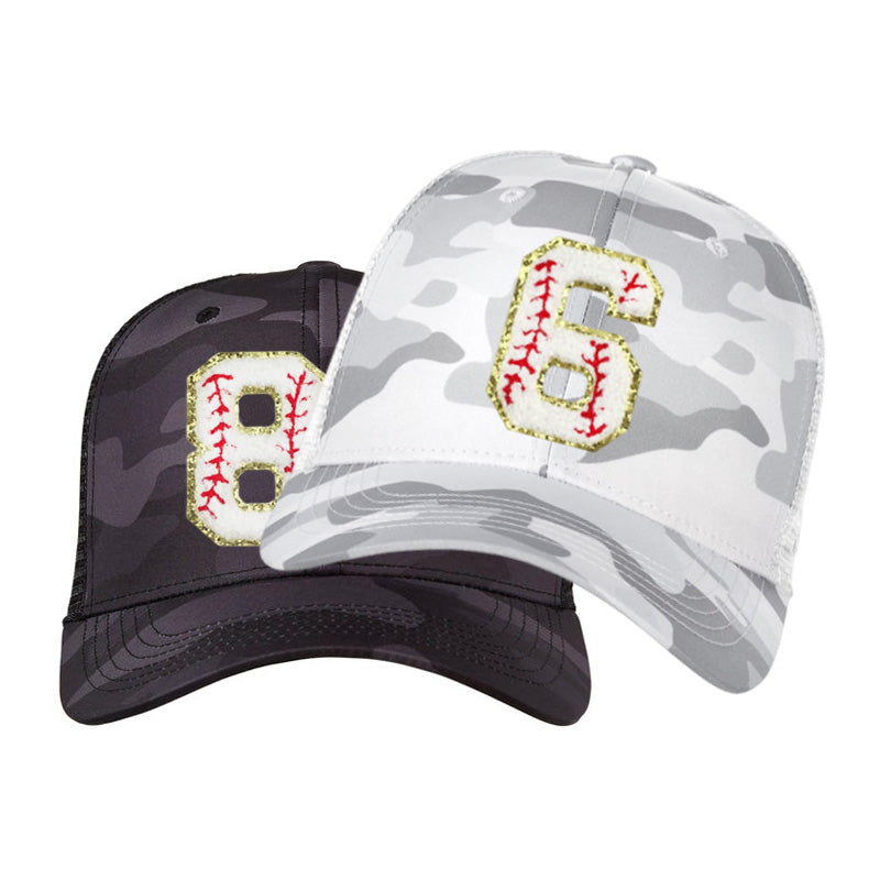 Camo Trucker Hat with Baseball Patches