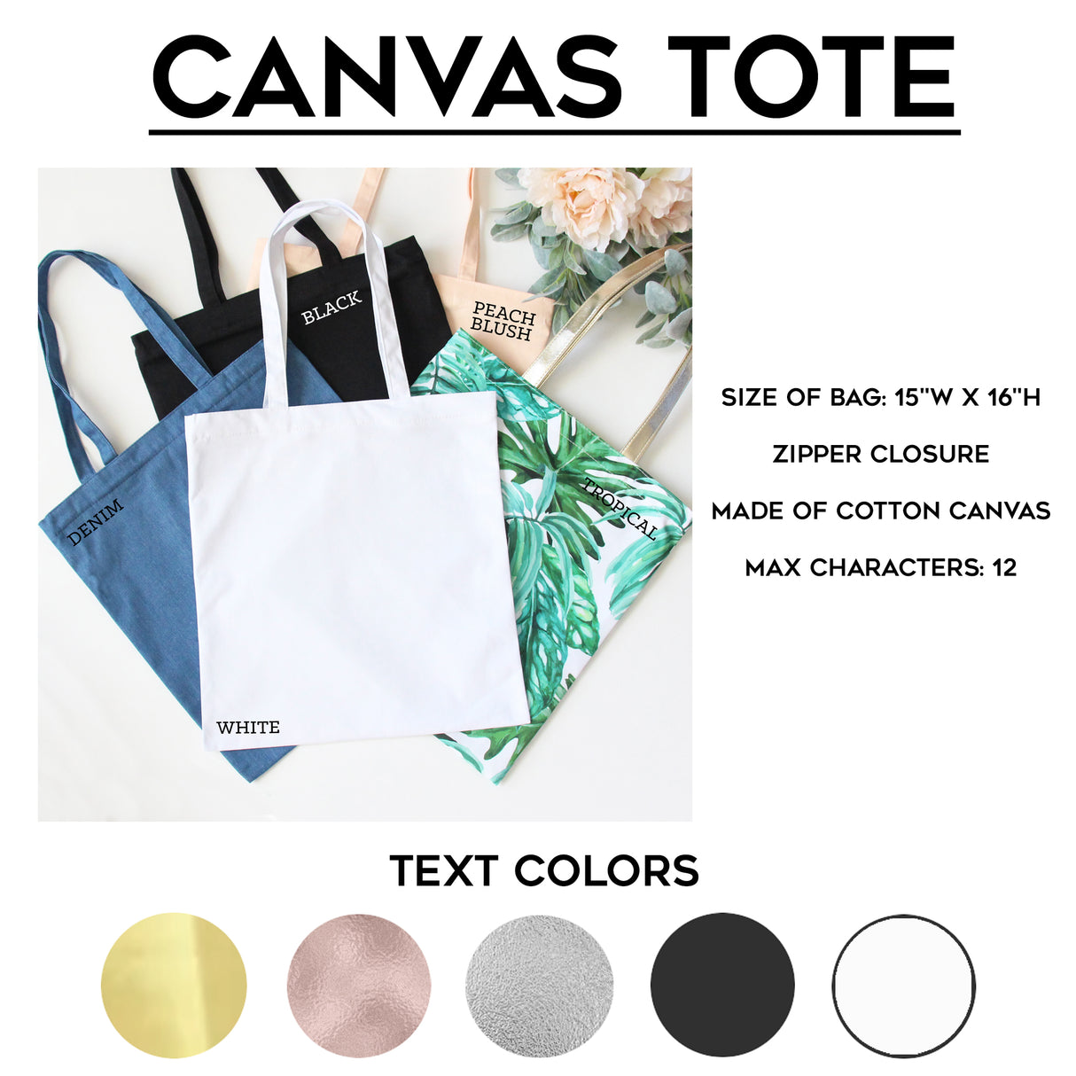 Bridesmaid Tote Bags - Canvas
