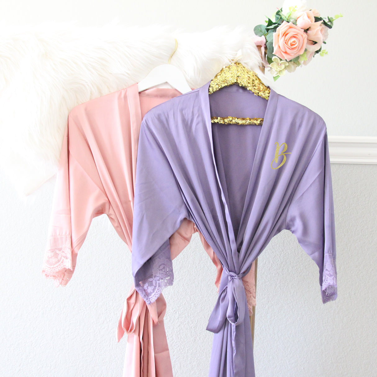 Monogrammed Lace Trimmed Robe