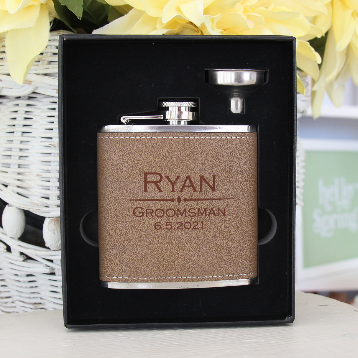 Flask with Funnel Set (Leather)