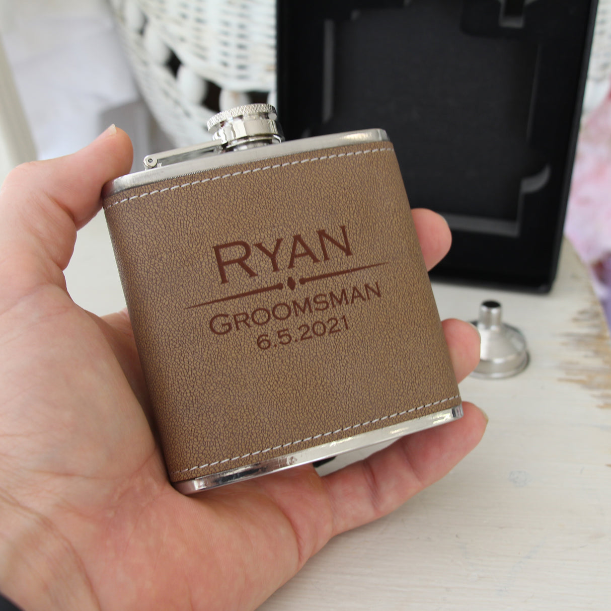 Flask with Funnel Set (Leather)