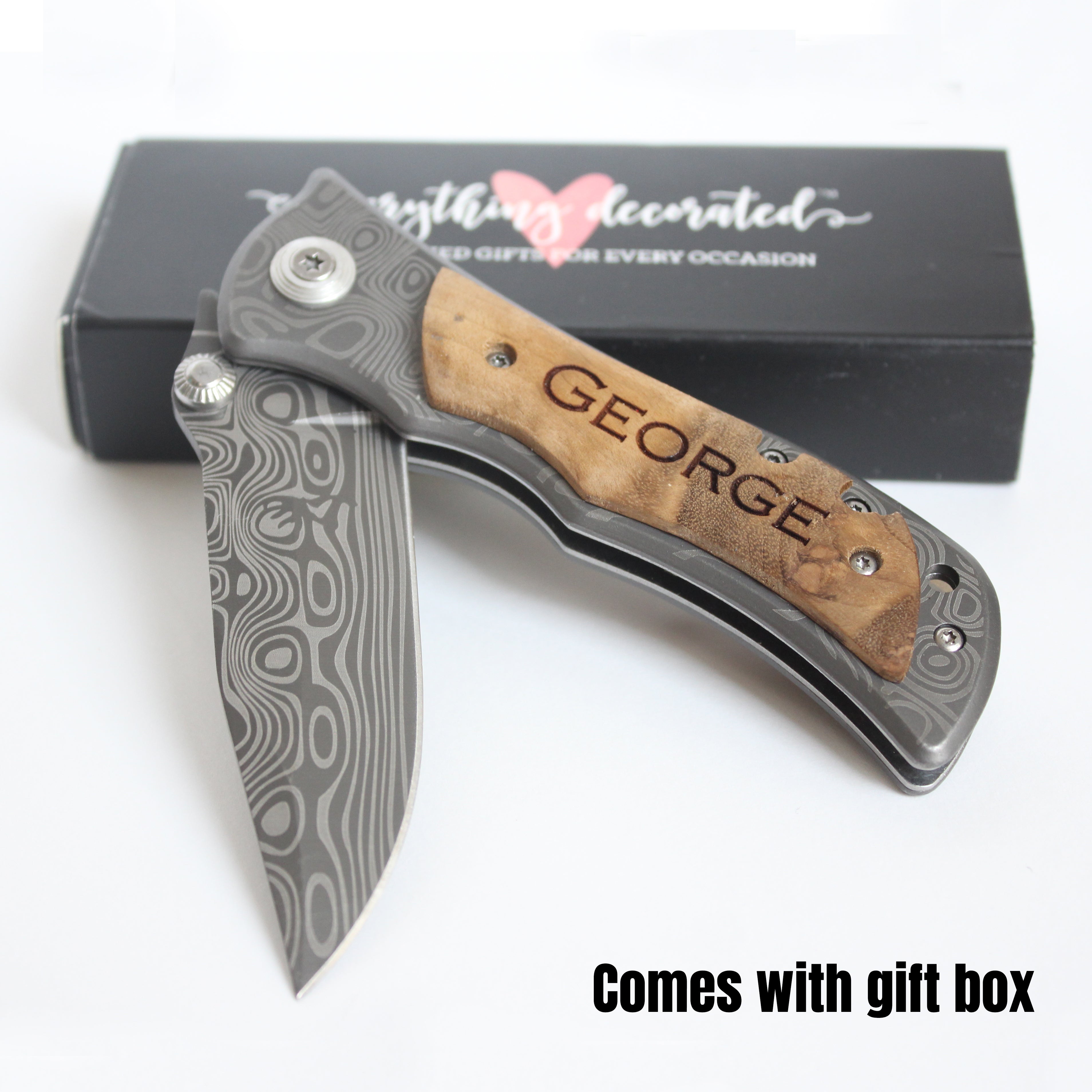 Engraved Wallet, Knife, Gift Set for Men, Boyfriend, Birthday Gift Set,  Personalized Gift Set, Engraved Wallet, Personalized Folding Knives 