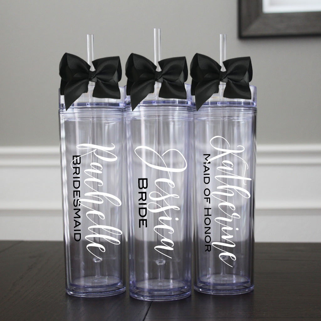 Personalized Bridesmaid Tumblers with Bow