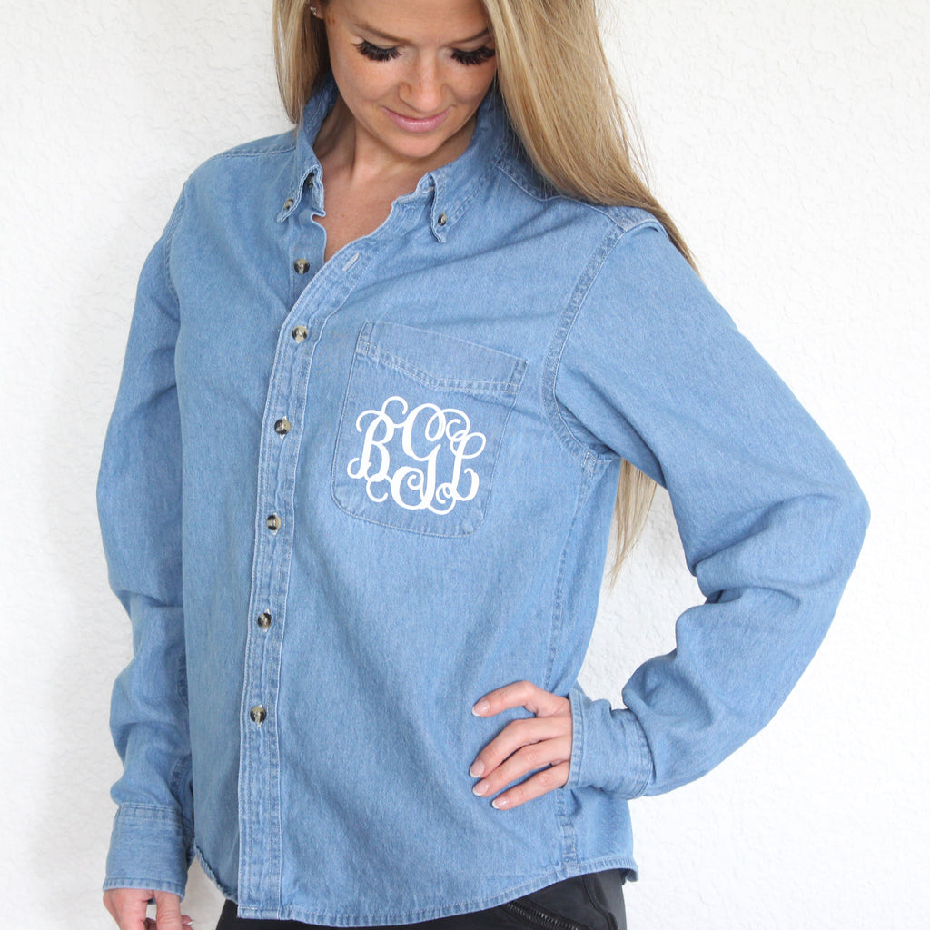 Bridesmaid Monogrammed Denim Shirt