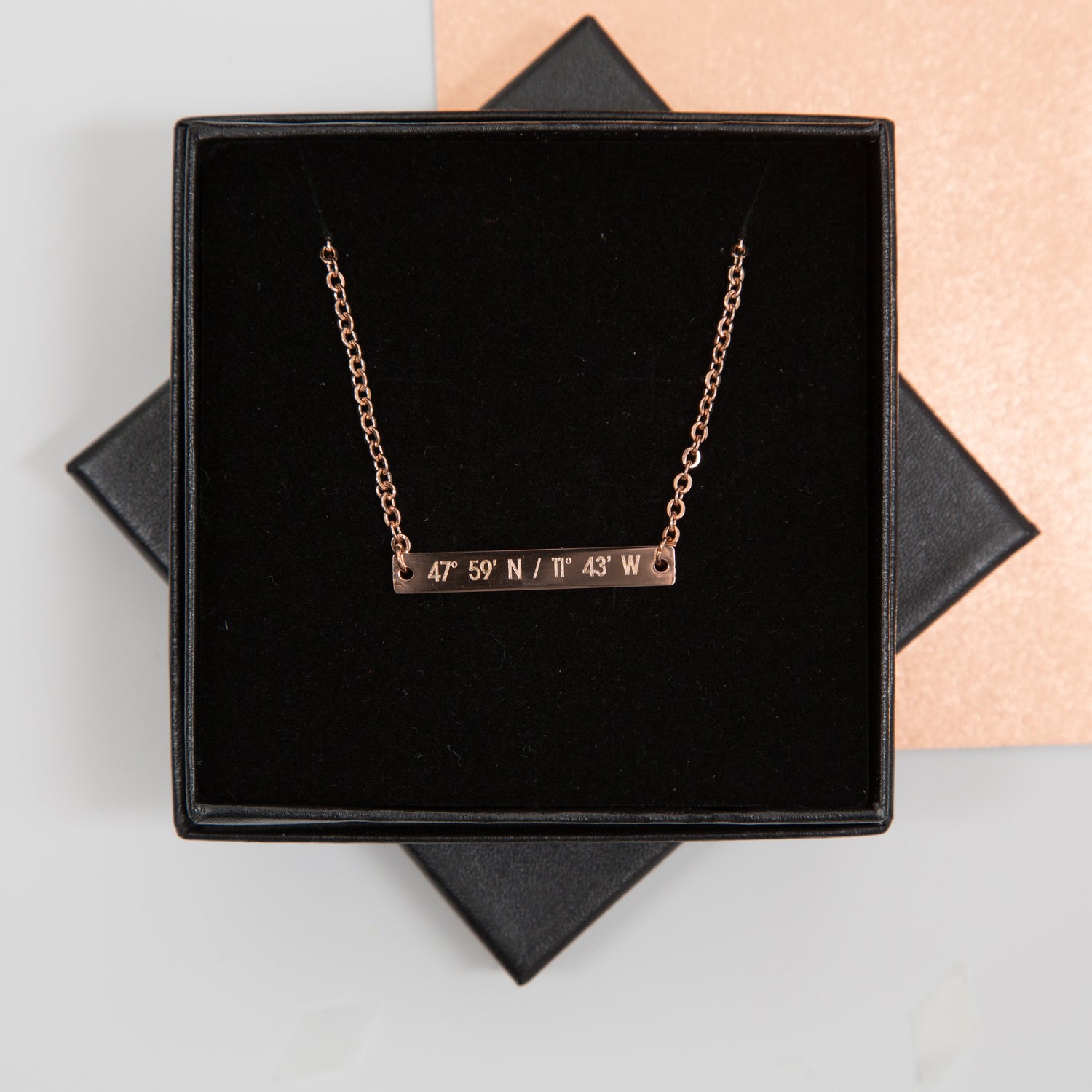 Roman Numeral or Coordinate Bar Necklace - Horizontal