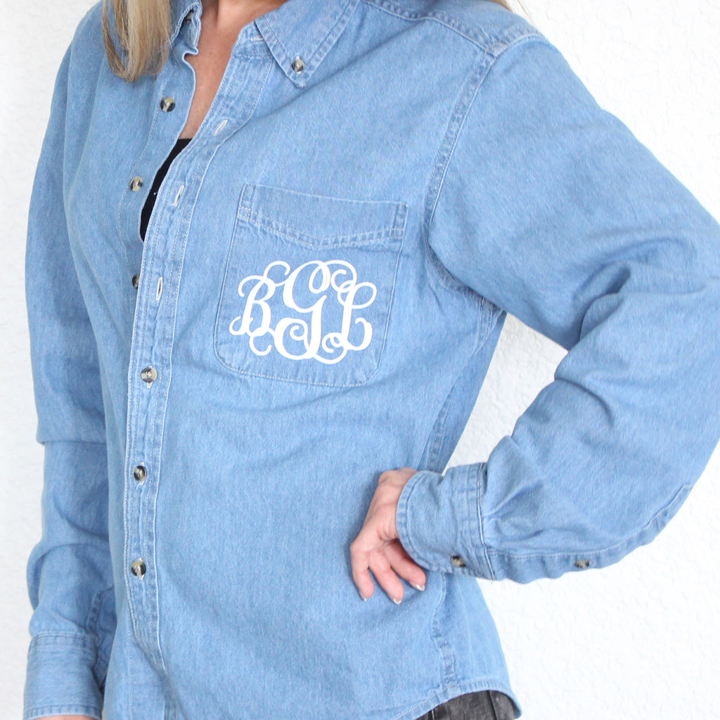 Bridesmaid Monogrammed Denim Shirt