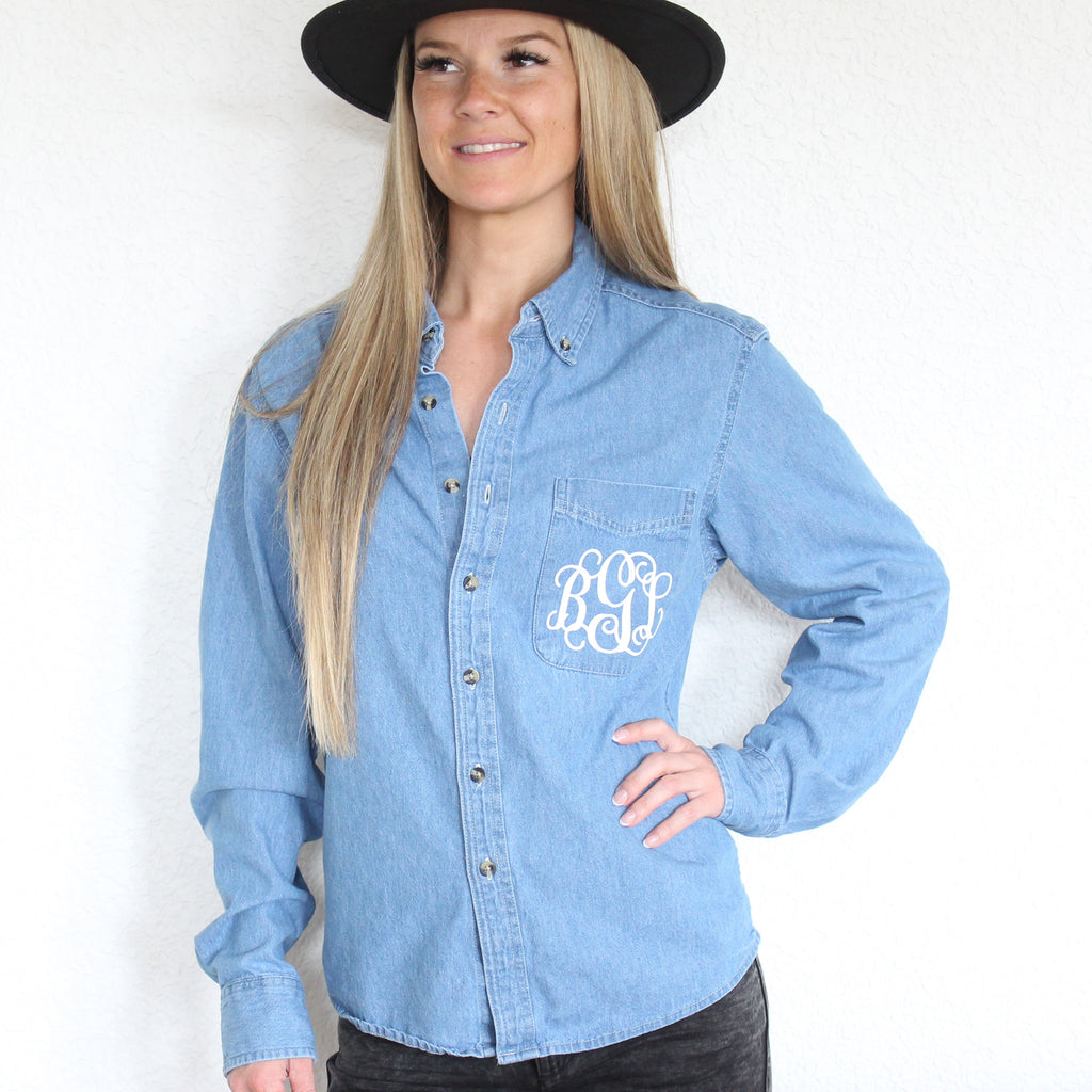 Bridesmaid Monogrammed Denim Shirt