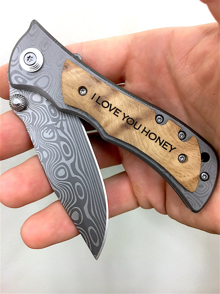 I love you honey engraved pocket knife 