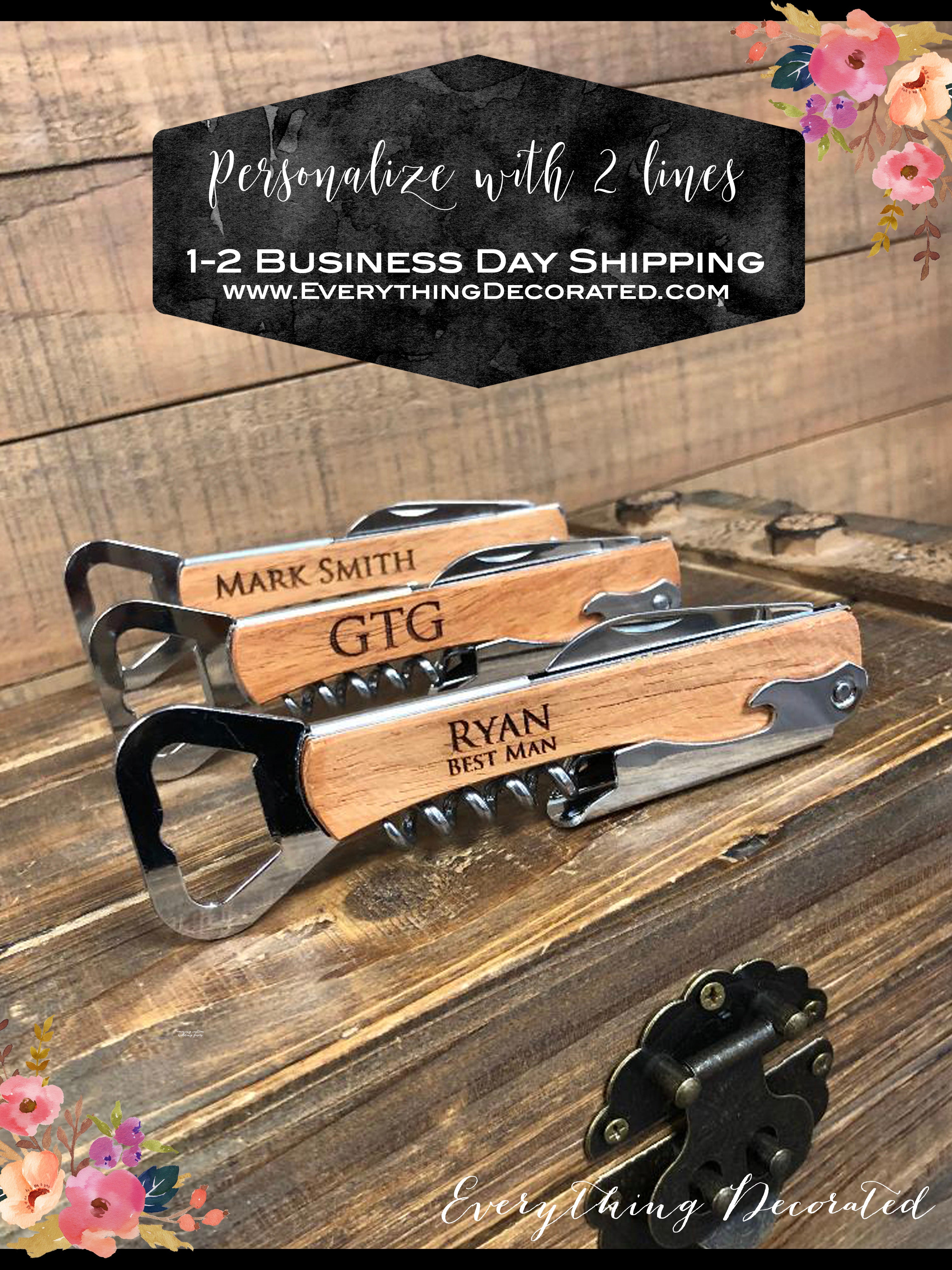 Personalized wine store bottle opener favors