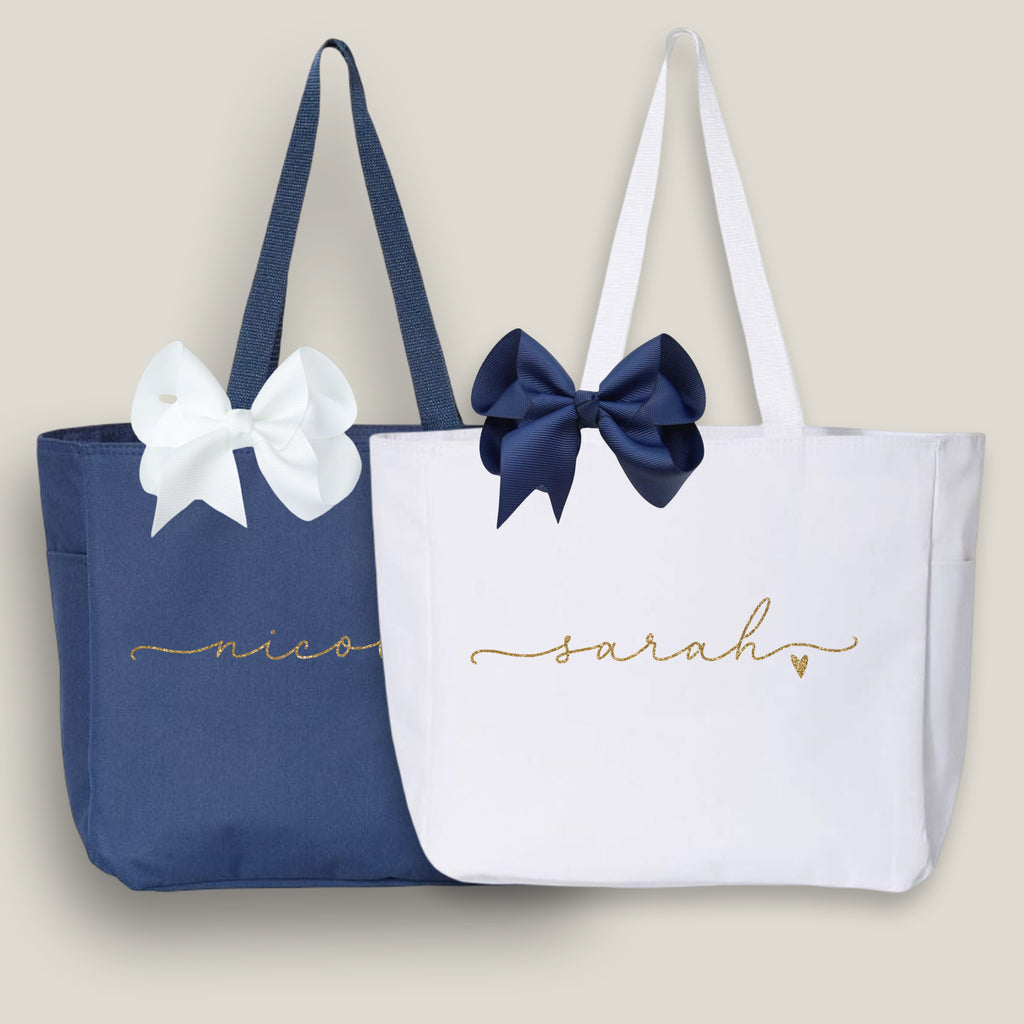 Canvas Bridal Party Tote Bag with Mason Jar - Personalized Brides