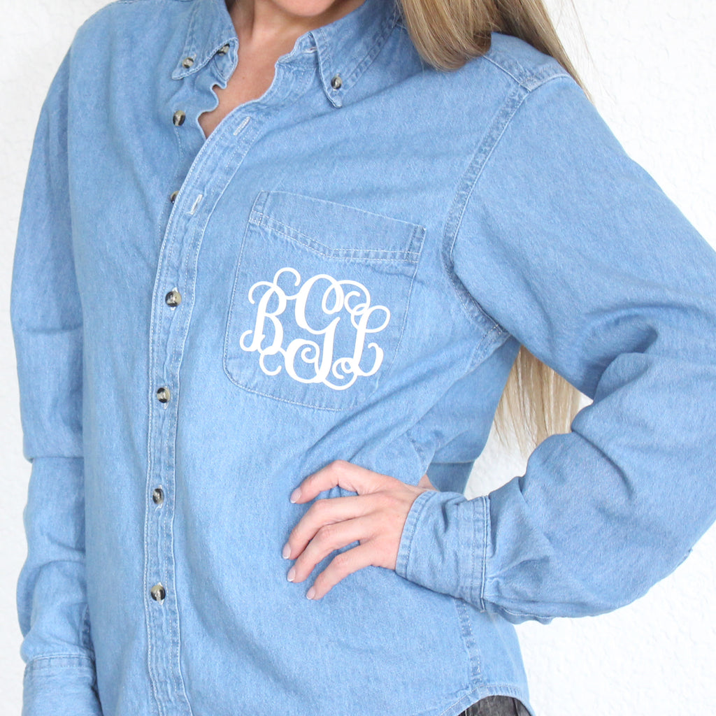 Bridesmaid Monogrammed Denim Shirt