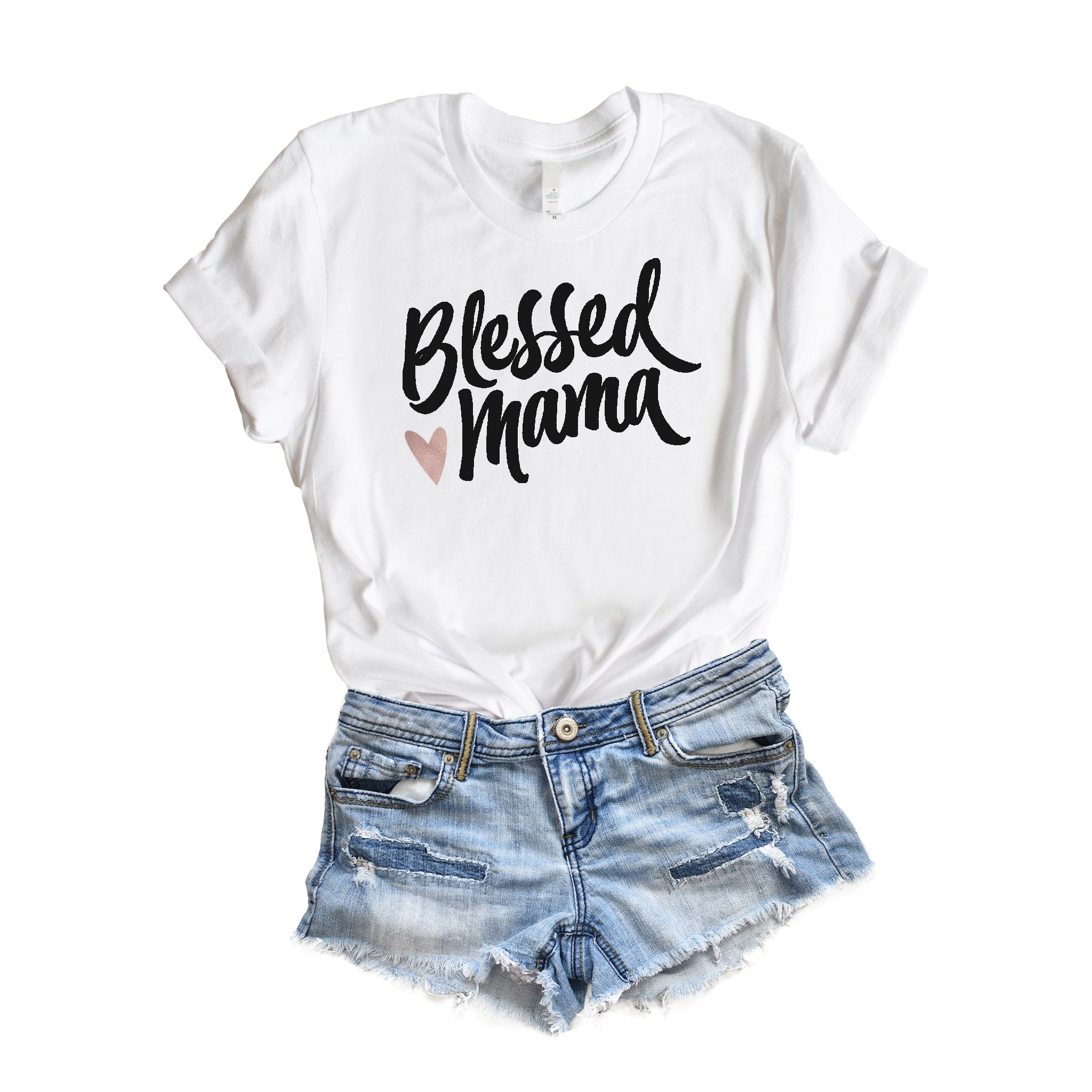 Blessed Mama Floral Heart T-shirt