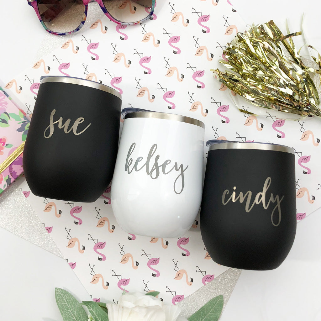 Custom Engraved Stemless Wine Cup