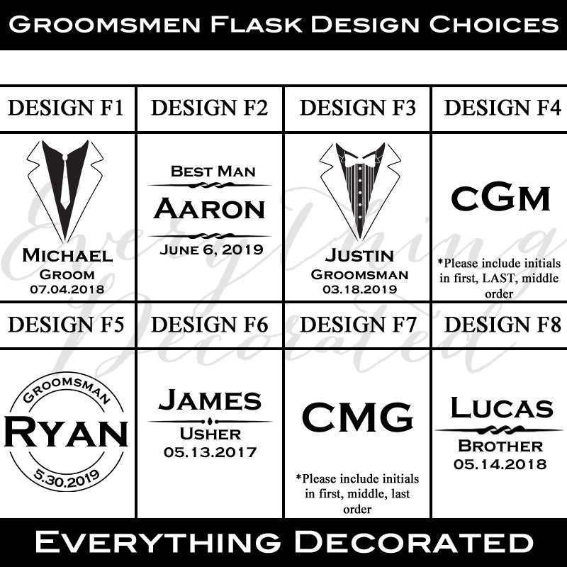 Flask - 6 Piece Black Flask Set
