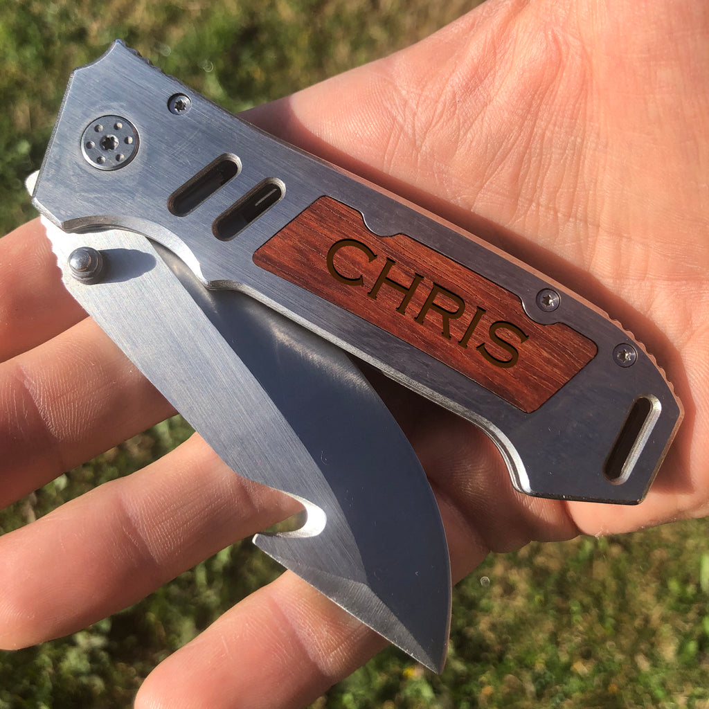 Engraved GutHook Pocket Knife