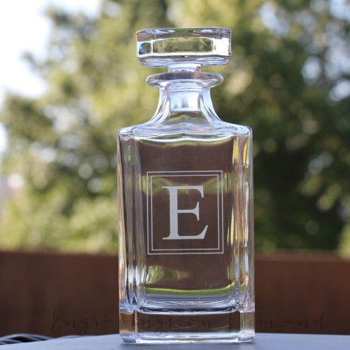 Single Letter Monogram Glass Decanter 