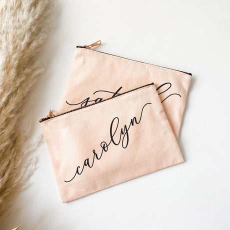 Custom Name Canvas Cosmetic Bags