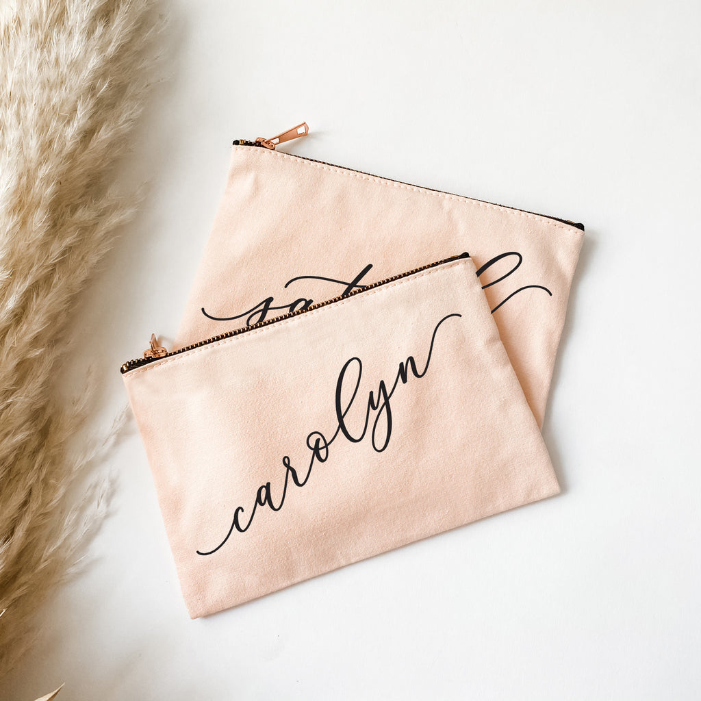 Custom Name Canvas Cosmetic Bags